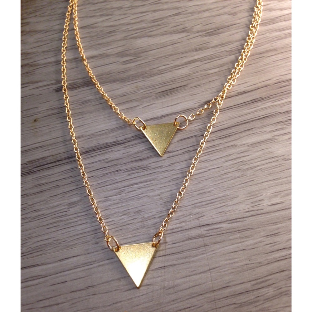 2-Tier Triangle Bohemian Indie Layered Necklace - Picture 4 of 4